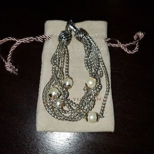 David Yurman Silver strand bracelet with pearls